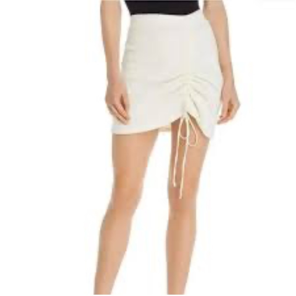 Lna White Cotton Terry Mini Cinched Ruched Skirt Sz S *P21